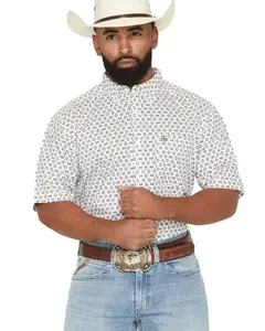 Ariat Men's Men'S Seton Geo Print Short Sleeve Button-Down Western Shirt - 10073528