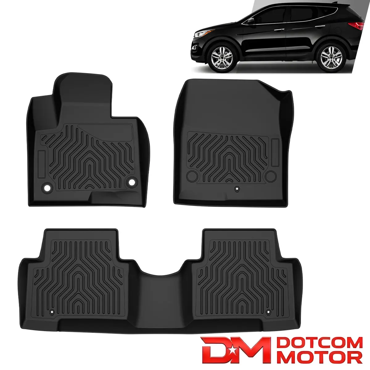 All Weather TPE Floor Mats Fit For 13-18 Hyundai Santa Fe 5-Passenger