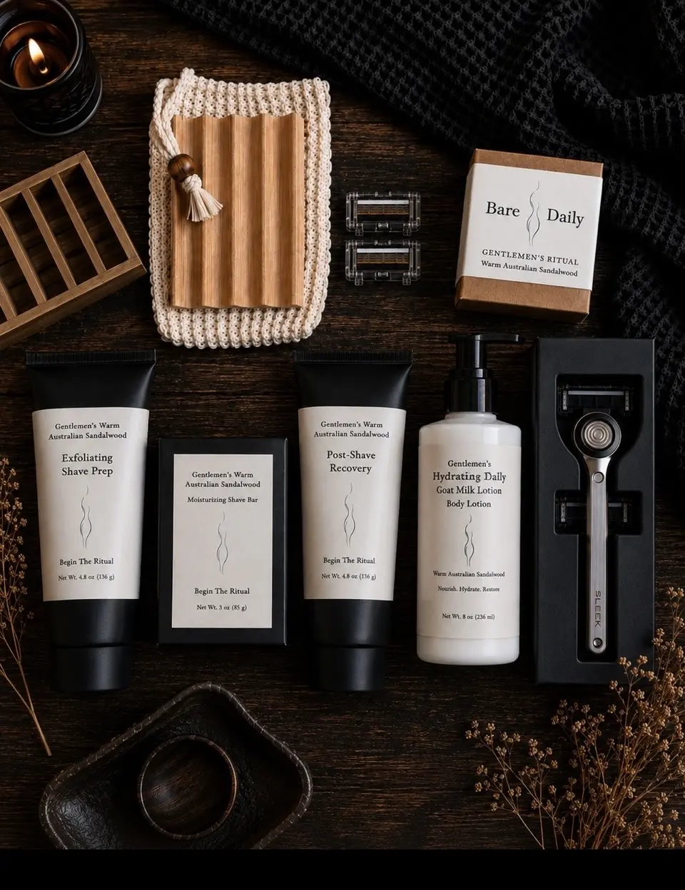 Men's Premium Goat Milk Base Shaving & Grooming Kit - Beard Care Set with Deep Hydration Benefits