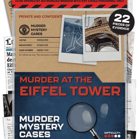 Murder Mystery Cases - Murder At The Eiffel Tower - Unsolved Murder Mystery Games for Adults - Escape Room Game w/Intriguing Cold Case Case File - Detective Games, Crime Solving, Mystery Game Fun