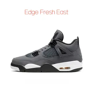Dark Grey Suede-Leather Texture Mid-Top Retro Basketball Shoes