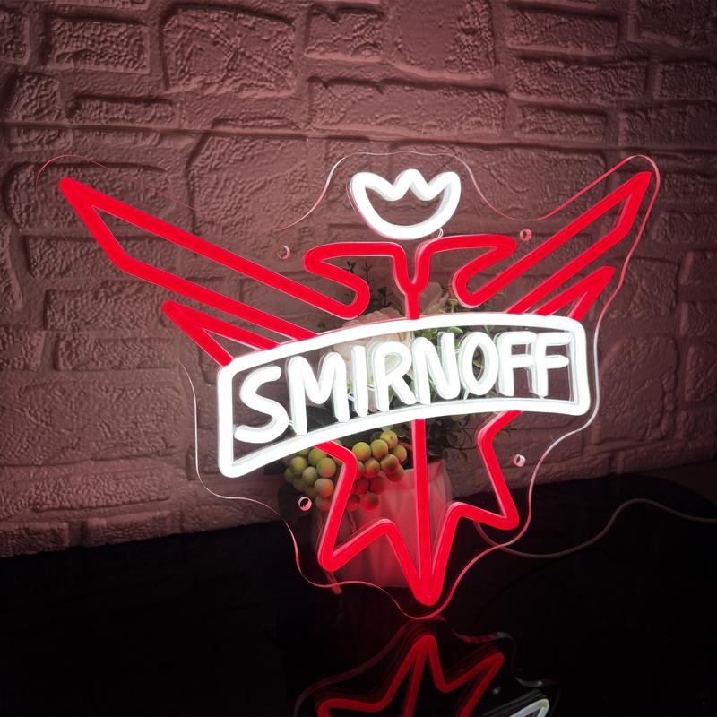 Smirnoff Vodka Beer Neon Signs for Wall Decor Neon Lights for Bedroom Led Signs Suitable for Man Cave Bar Pub Restaurant Christmas Birthday Party Gift Led Art Wall Decorative Crs Light Bar Sign, 5V Usb Power