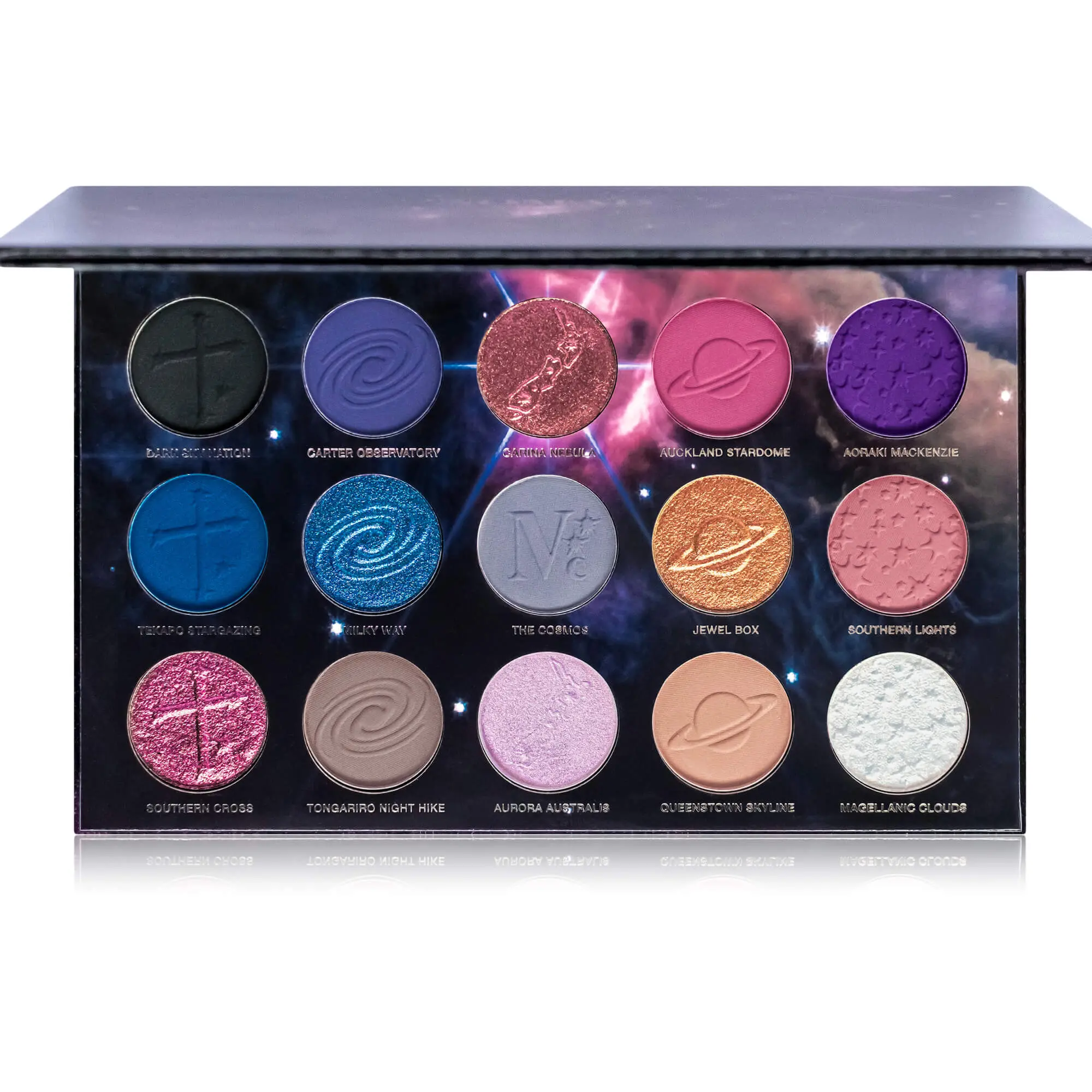 New Zealand Stargazing - 15 Intergalactic Shade Eyeshadow Palette - Smooth + Creaseproof New Zealand Stargazing - 15 Intergalactic Shade Eyeshadow Palette - Smooth + Creaseproof