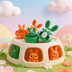 3D Printed Easter Bunny Set Mama Bunny & Baby in Egg, Adorable Rabbit Duo for Holiday Decor, Cute Rabbit Figurine for Home Decor，Cute Holiday Gift, Ornaments, Decoration Items