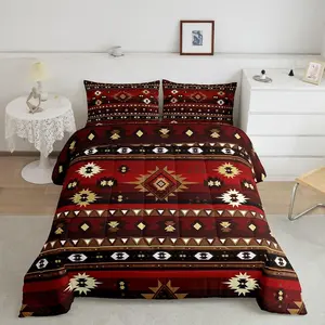 Kids Western Comforter Set ,Southwestern Aztec Bedding Set Boho Tribal Comforter Boys Girls Bohemian Rustic Country Teens Duvet Set Bedroom Decor Bed Set