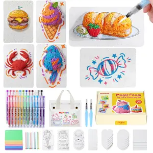 RuiHawk 24-Color Auto-Flow Markers Set, DIY Creative Drawing & 3D Puffy Art, Smooth Writing Quick-Dry Highlighters for Office, Study Notes & Craft Projects