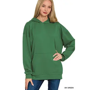 Zenana Oversized Scuba Hoodie with Kangaroo Pocket