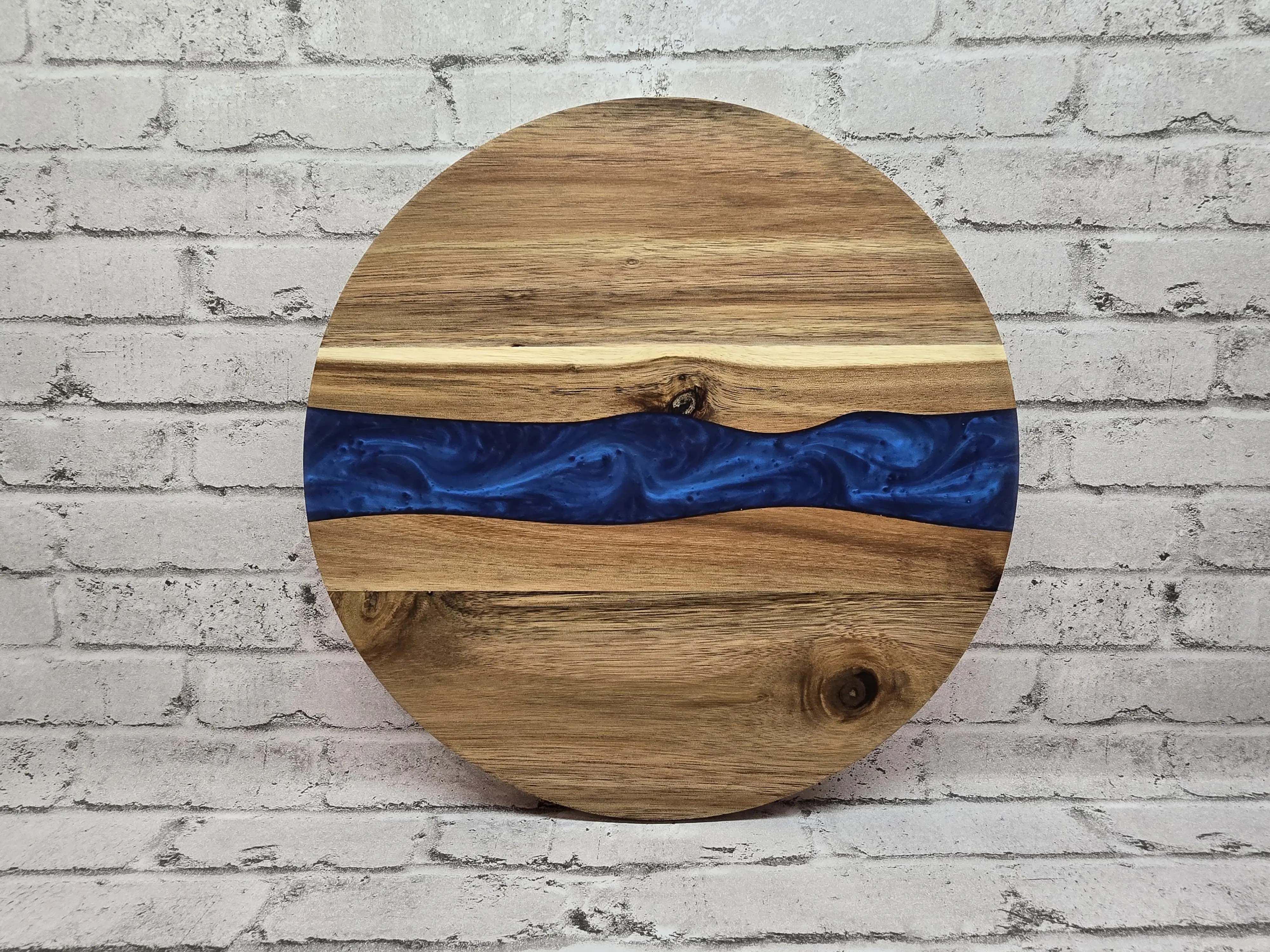 Personalized Round Acacia Wood Resin Serving Board