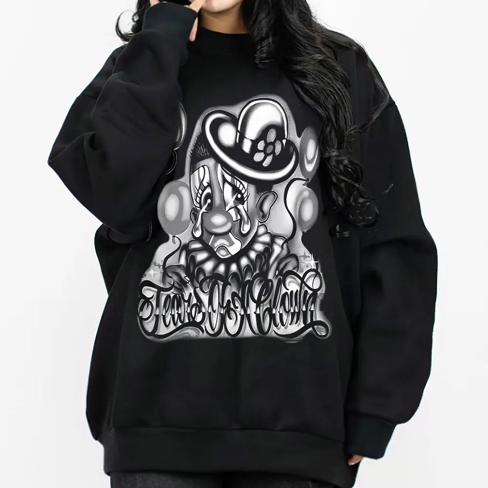 Tears of Clown, Chicano Clothing, Chicana Art, Cholo Chola outfit Cotton Fabric Menswear Casual, Streetwear hoodie T-Shirt S-3XL