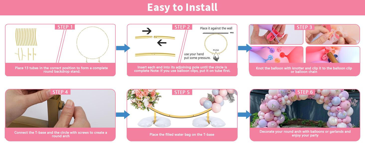 Round Backdrop Stand Metal Balloon Arch Stand 6.6ft / 7.2ft  Wedding Arch Garden Arbors Background for Wedding Baby Shower Birthday