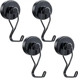 Magnetic Hooks, 100LBS Neodymium Magnets Hook Heavy Duty with Rust Proof For Fridge,Refrigerator,Oven,Grill,Key,Tools Holder,Kitchen,Outdoor,Hanging Wreaths,Utensil Hangers