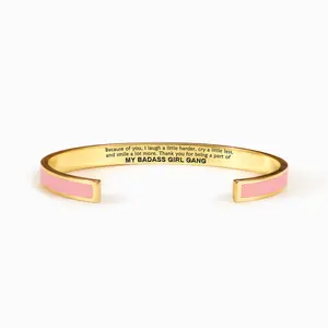 My Badass Girl Gang Multiple Color 18kGold Bangle - Stylish Stackable Bracelets for Everyday Wear, Stainless Steel, Enamel Paint, Adjustable Size, Perfect Gift for Friends Personalized Jewelry Trendy Jewellery Accessories bracelets for women