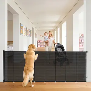 Retractable Baby Gate for Stairs, 48" Tall X 200" Wide Mesh Dog Gate Indoor, Child Gate for Doorways, Hallways, Deck, Indoor Outdoor Pet Baby Safety Essentials for Home