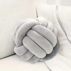 2pc Cuddle Pillow Set, Soft Skin-Friendly Sofa Cushion, Multiple Colors Available, Solid Color Braided Round Pillows, Knot Cushion, Living Room Decor
