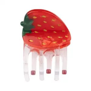 Small Strawberry Claw Clips,Cellulose Acetate Hair Clips,Small Claw Clips for Women