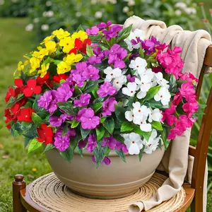 ArtGood - 5PCS - Spring Outdoor Artificial Flowers Set, Artificial Flowers for Outside, UV Resistant Silk Plants, Garden Porch Window Frame Balcony Home Decor, Multi-Color