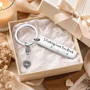 Best Friend Keychain for Women, Stainless Steel Key Chain Engrave I Fking Love You Bith Birthday Christmas Friendship Gift for Bestie Best Friends Female Bff