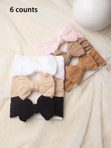 Baby's Plain Jacquard Bow Decor Hair Band, Cute Solid Color Stretchy Baby Hair Band, Baby Hair Accessories, Headband Set, Knotted Headband, Baby Big Head Bow
