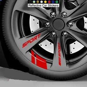 14pcs Car Wheel Rim Reflective Stickers Decal Waterproof Stripes for Cars, Truck 18-21 Inches, Durable Automotive Accessories