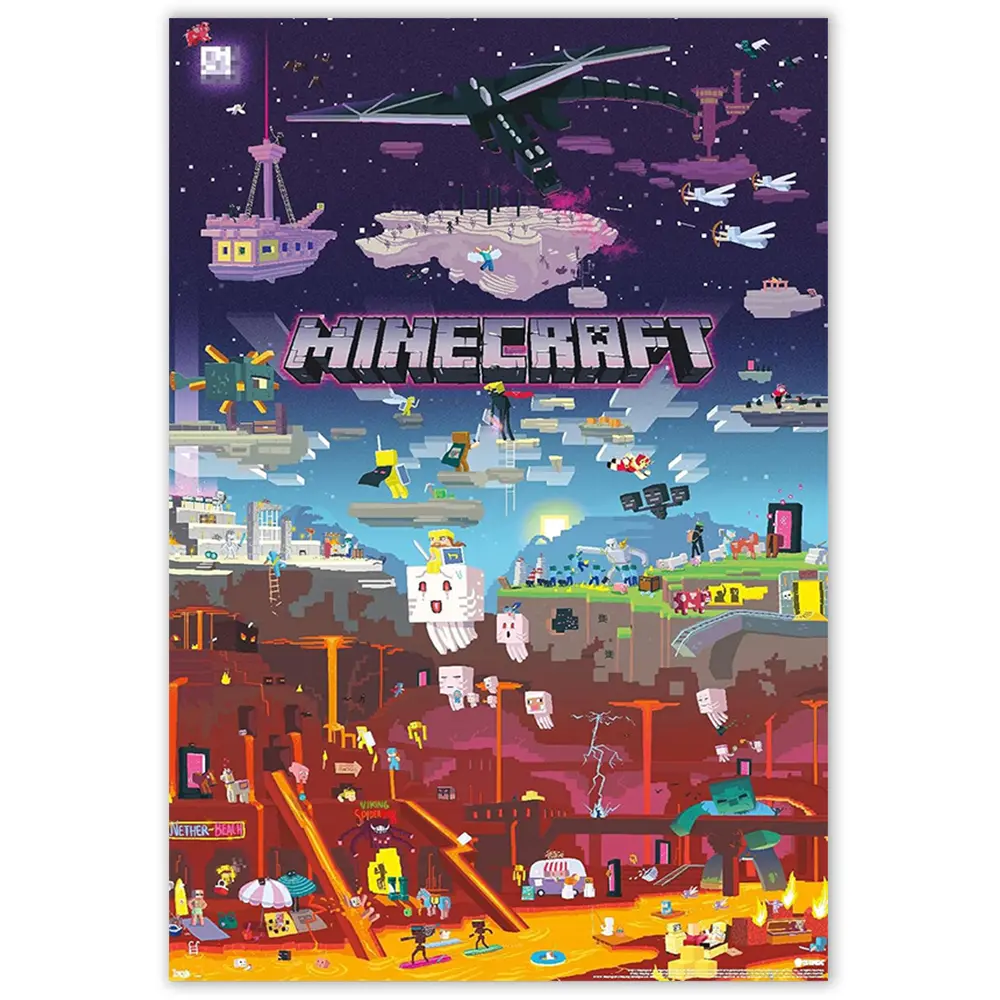 Trends International Minecraft - World Beyond Wall Poster, 22.375" x 34", Unframed Version