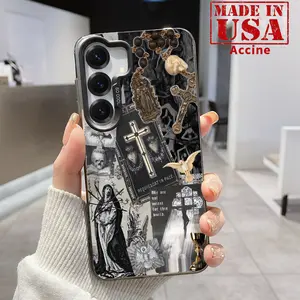 IMD Case Compatible with Galaxy S24 Plus S25 S23 S22 Ultra S23+ Sacred Mortality Memento Pattern Raised Edges Camera Protective Ultra Thin Cell Phone Cover for Boy