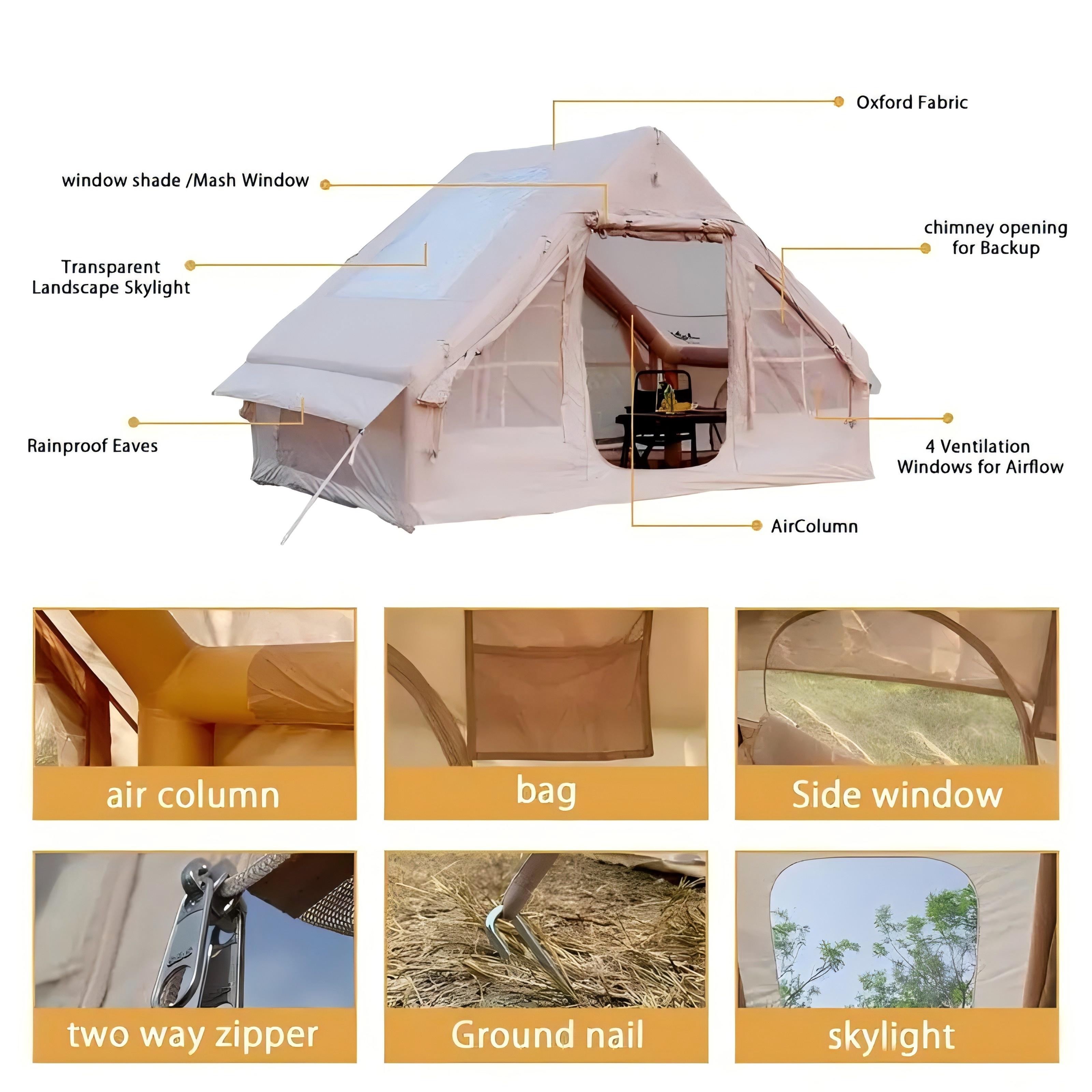 [Fast shipping]PAKICETUS Frame Tent for 4-8 People - 4-Season Waterproof Outdoor Camping Tent with Stove Jack, Durable Oxford Fabric Portable Glamping Tent with Mesh & Skylight