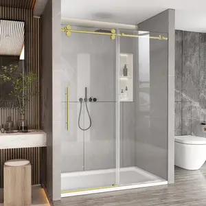 56"-60" W x 76" H Frameless Single Sliding Shower Door with 5/16" (8 mm) Clear Tempered Nano Coating Glass
