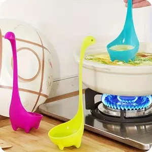 Creative Kitchen Utensils, 3 Counts/set Lovely Dinosaur Design Strainer Spoon, Plastic Spoons, Kitchen Cooking Utensils, Kitchen Gadgets, Kitchen Cooking Accessories