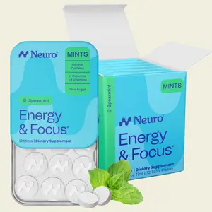 Neuro Spearmint Energy & Focus Mints (72 Pieces) - Sugar Free with Natural Caffeine, L-theanine, Vitamin B12 & Vitamin B6 Neuro Spearmint Energy & Focus Mints (72 Pieces) - Sugar Free with Natural Caffeine, L-theanine, Vitamin B12 & Vitamin B6