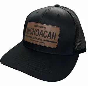 Michoacán Mexico License Plate Graphic Cotton Baseball Cap - Leather Patch, Durable, Comfortable, Iconic Design, Ideal for Daily & Casual Occasions