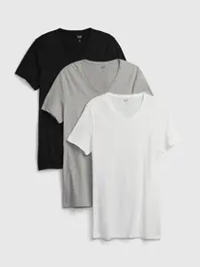 Gap Classic V-Neck T-Shirt 3-Pack Soft Cotton Jersey Assorted Colors Support Gender Equality and Women's Empowerment