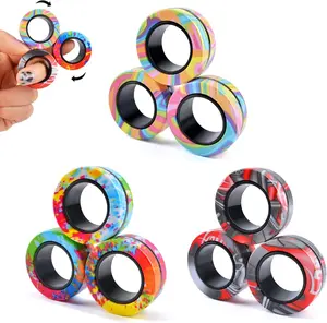 Pcs Magnetic Rings Fidget Toys Adults Teens Boys ADHD Anxiety Magnetic Fidgets for Kids Fidget Spinner Rings for Relief Gifts for Kids + Year Old Easter Basket Stuffers