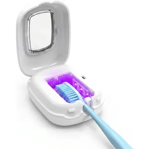 Toothbrush Holder for, Auto Sanitizing Toothbrush Case with Wall, 5-Min Cycle, Sensor Lid, for Home and Travel (White)