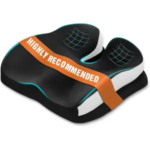 Memory Foam Seat Cushion – Ergonomic Office Chair Cushion for Long Sitting, Coccyx Support Cushion for Desk Chair, Car & Wheelchair (Black)