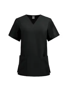 Unisex Single Top Quick Dry Scrubs V Neck Clinic Beauty Salon Pet Hospital Workwear