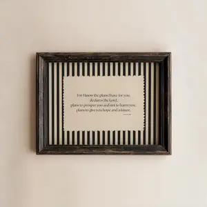 Striped Bible Verse Wall Art Jeremiah 29:11 Scripture Print, Christian Home Decor, Vintage Scripture Poster, Hand Drawn Faith Artwork for Living Room & Bedroom