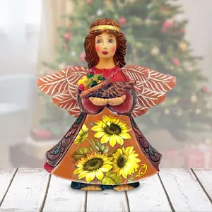 G.DeBrekht 516656 6x5 in. Traditional Autumn Angel with Cornucopia Handcrafted Christmas Decor Ornament, Festive Home Supplies Gift, Ornaments