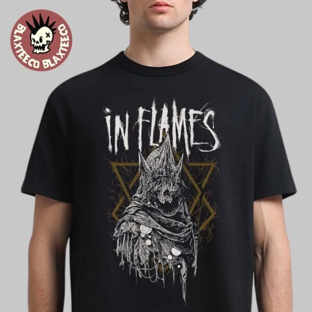 In Flames European Tour 2026 Merch Jester Horn T-Shirt 78X