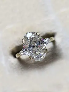 Elegant Oval Shaped Cubic Zirconia Ring, Fashion Accessories for Women, Trendy All-match & Exquisite Engagement Wedding Promise Ring for Birthday Gift