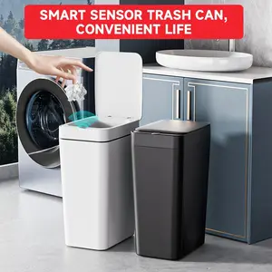 Smart Sensor Trash Can with Lid, Quiet Electric Automatic Garbage Bin, 12.5L/3.3 Gallon, Sealed Design, Ideal for Kitchen Bathroom Office, Convenient Life