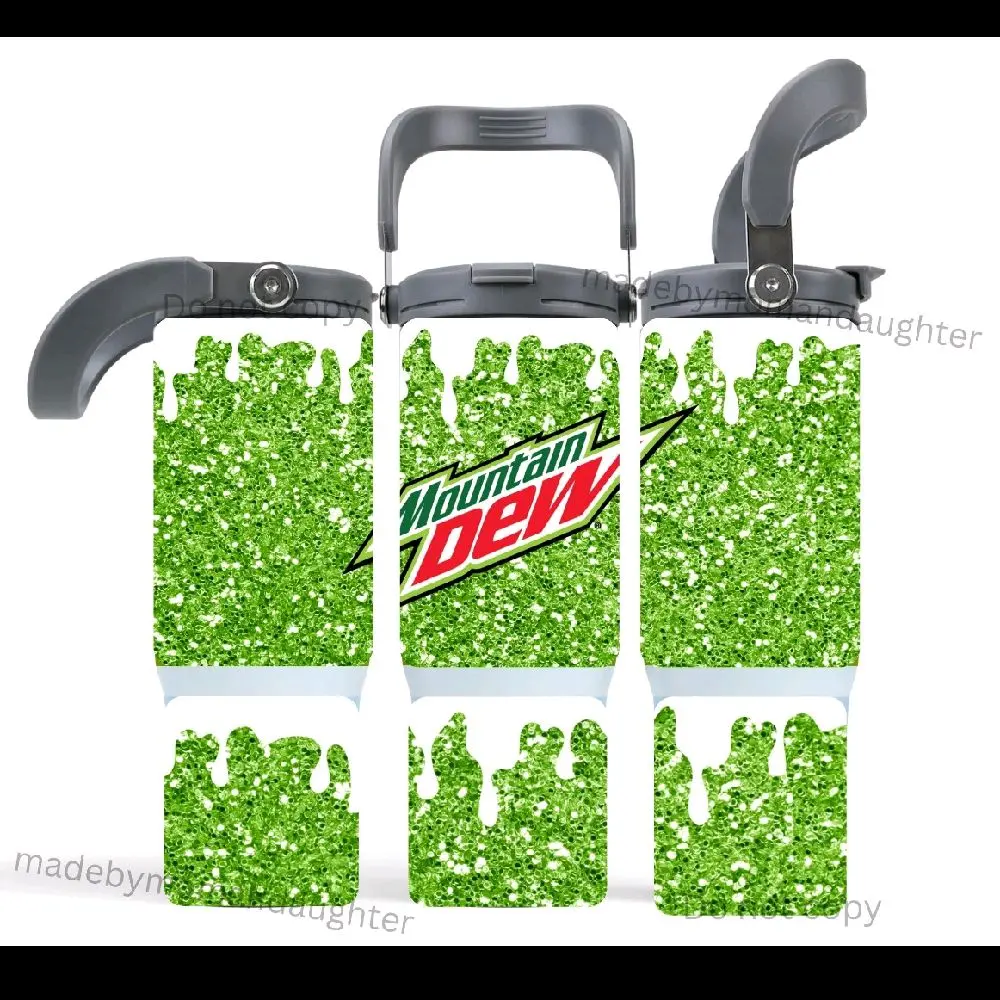 Mountain Dew Tumbler 30oz stainless steel Bottle Drinkware Water Bottles Cup Mug Portable Washable Bottled Reusable metal straw coffee tumblers Handmade Insulated Lid Christmas Gift girl