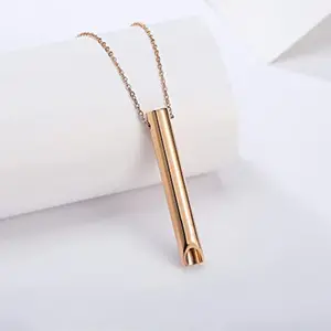 Titanium Steel Non-Fading Ins Style Stress Relief Whistle Necklace Adjustable Breathing Pendant Jewelry 60cm Chain 22g Weight gingko  leaf customizable name