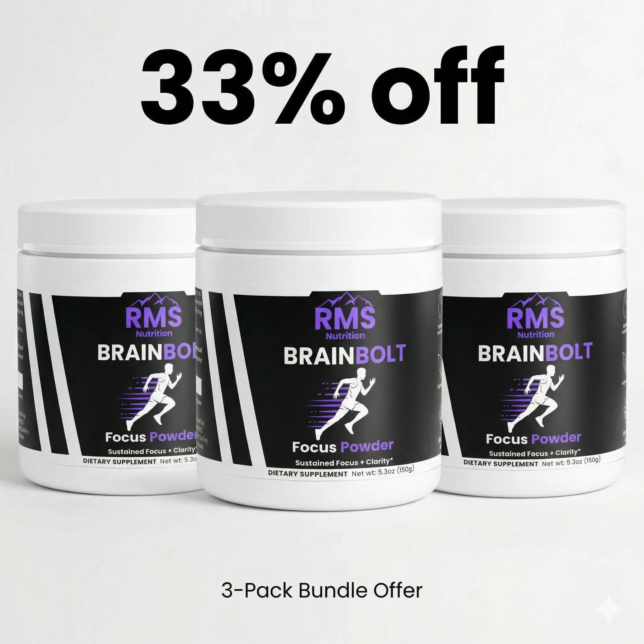 BrainBolt Focus Powder - 3 Pack (Buy 2 Get 1 Free)