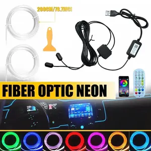 SJPACK LED Car Interior Strip Light Atmosphere Neon Glow APP-Control Ambient Light Kit with Music Sync Feature & Dual Control Options for Stylish Car Decoration