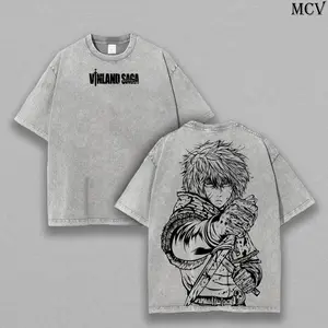 ToolHeaven Thorfinn Vinland Saga Oversized Tee, Washed Vintage Viking Anime Shirt, Heavy Cotton Double Printed Menswear Top Underwear T-Shirt Unisex Oversize Manga