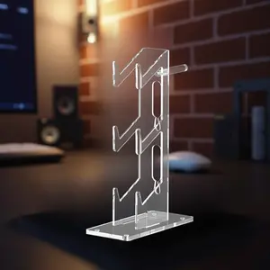 3 Layer Controller & Headphone Holder, Clear Acrylic Controller Stand, Game Console Accessories for PS5 PS4, Desktop Storage Stand for Home Office