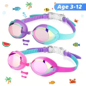 Sharkite 2-Pack Children's Swim Goggles (Ages 3–12), ideal for training and leisure—anti-fog, UVA/UVB protection, waterproof, with leak-proof silicone gaskets, unisex one-piece design
