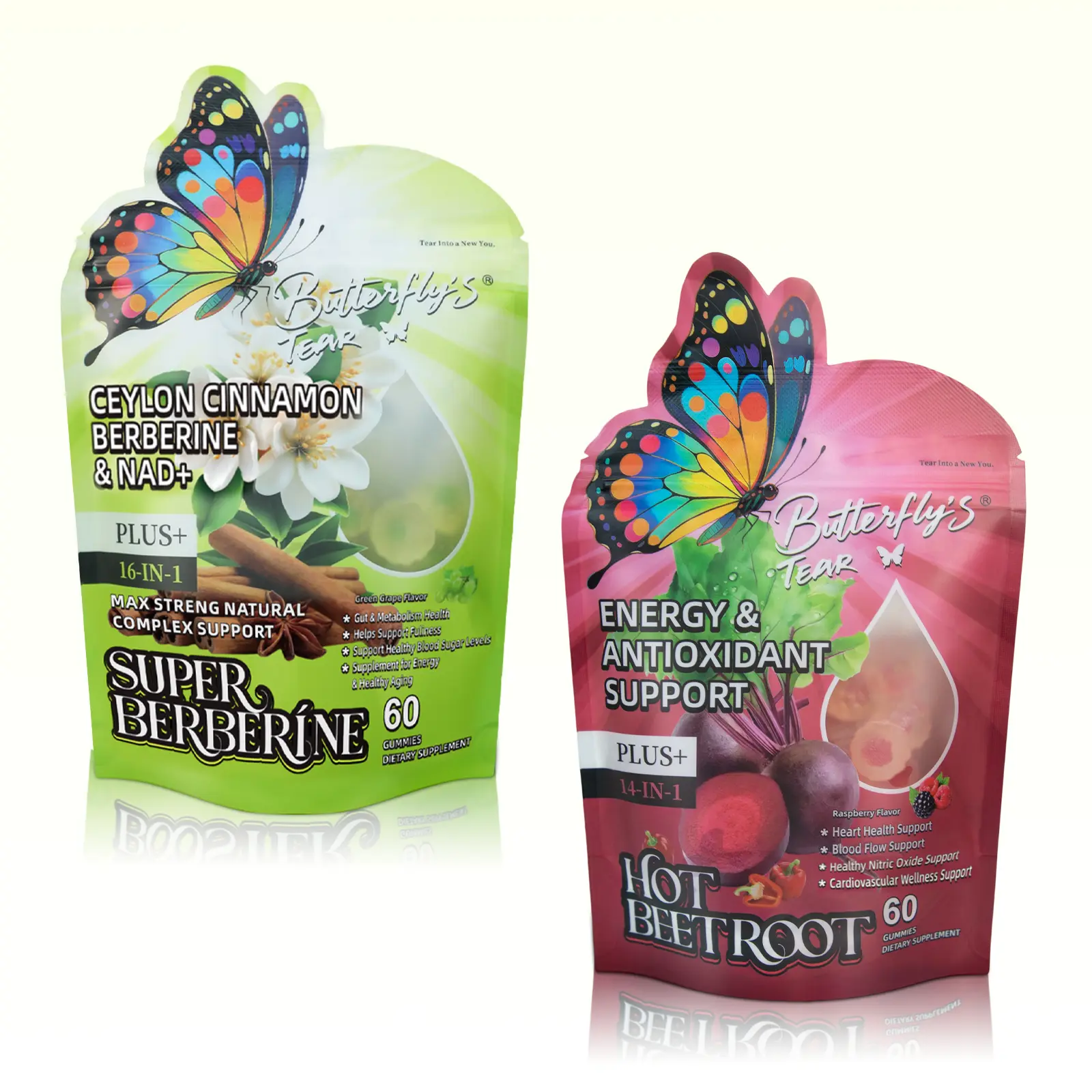 Butterfly's Tear 14-in-1 Hot Beetroot & Super Berberine Gummies – With Beet Root, Turmeric, Metabolism, Heart, Gut Support – 60 Count
