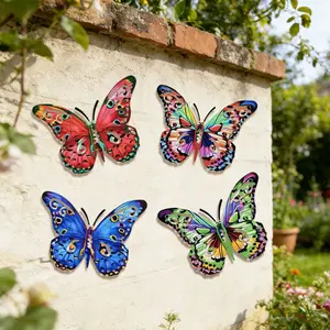 4 pieces of fashionable colorful metal butterfly wall art decorations, suitable for indoor and outdoor decoration, ideal for balconies, courtyards, fences, and home decor. Perfect for outdoor wall decoration, enhancing the beauty of your home garden