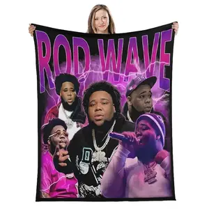 Rod Wave Flannel Blanket – Soft Warm Rap Music Throw Blanket for Fans, Cozy Fleece Bed & Sofa Blanket, Stylish Home Decor, Perfect Gift for Hip-Hop Lovers